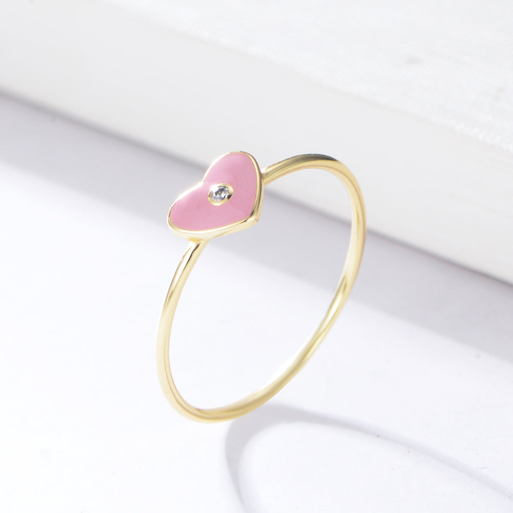 Zirconia Heart Enamel Ring