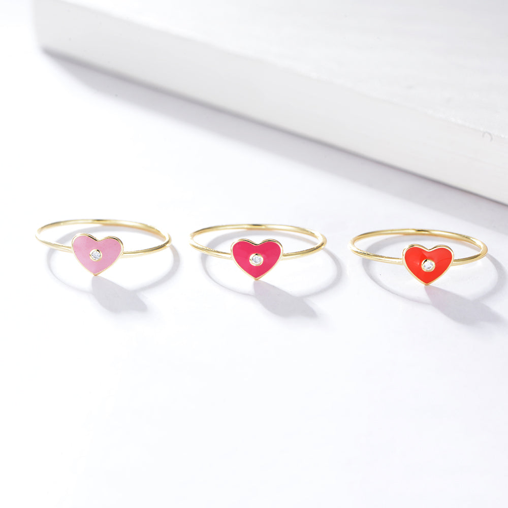 Zirconia Heart Enamel Ring
