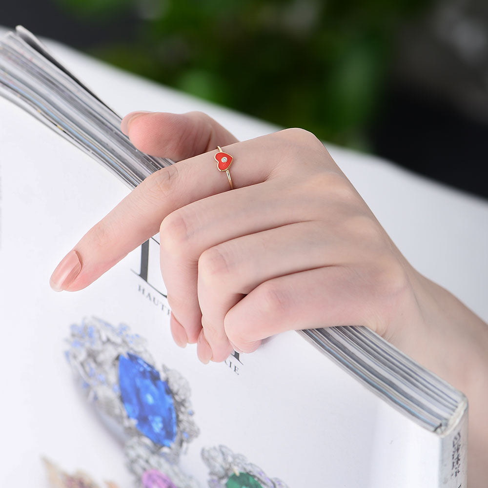 Zirconia Heart Enamel Ring