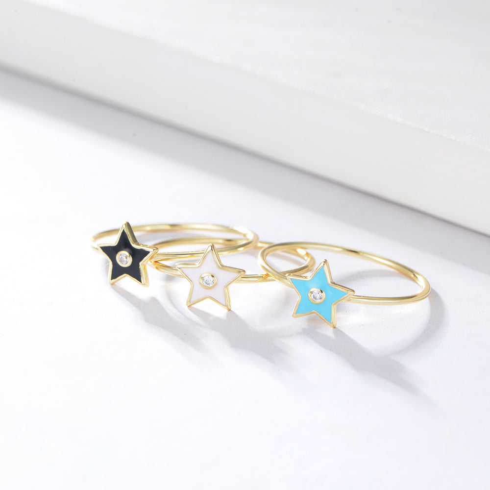 Jewellery Enamel Star Rings