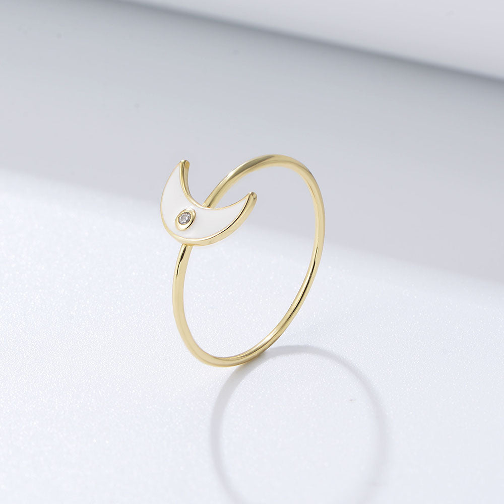 High Quality  Crescent Moon Enamel Ring