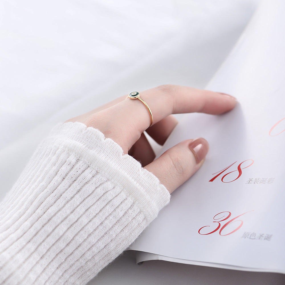 Vintage Round Cubic Zirconia Enamel Jewelry Gold Plated Rings