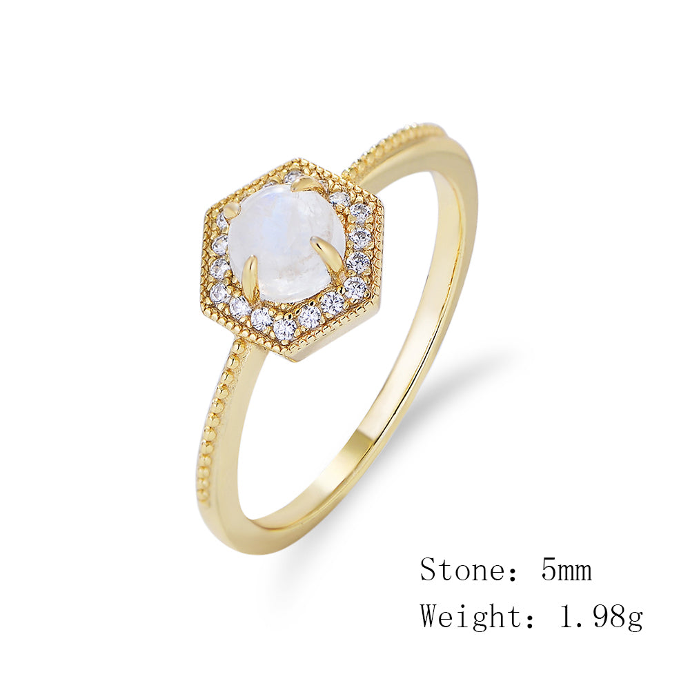 Luxury 925 Sterling Silver Zircon Moonstone Ring