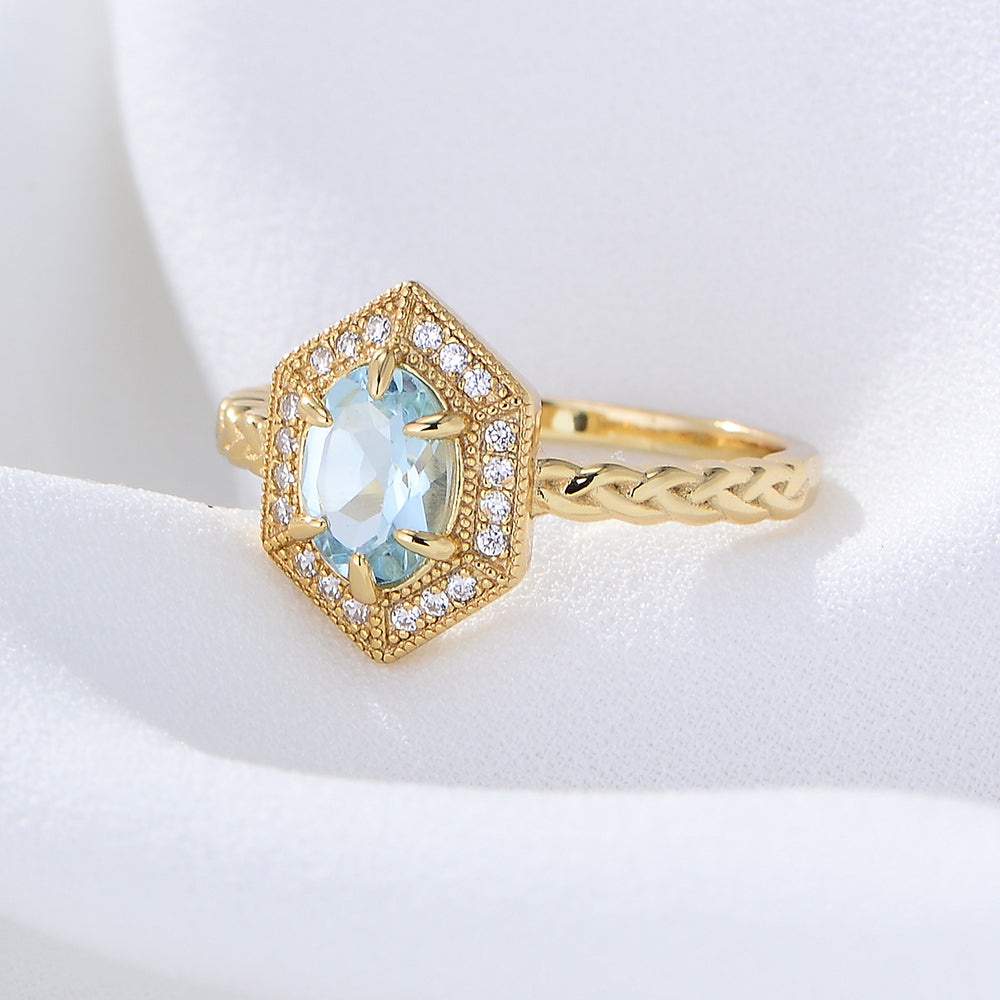 Fine Jewelry Hexagon Blue Topaz Ring