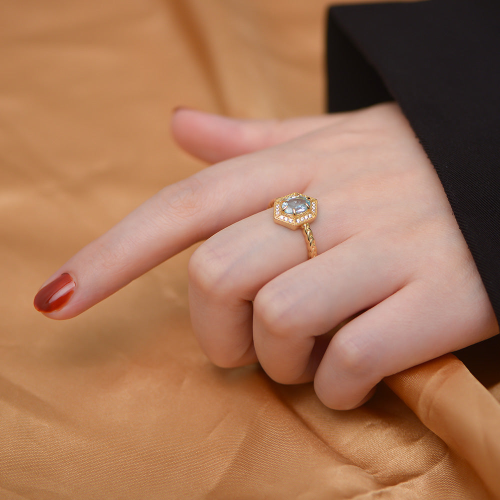 Fine Jewelry Hexagon Blue Topaz Ring