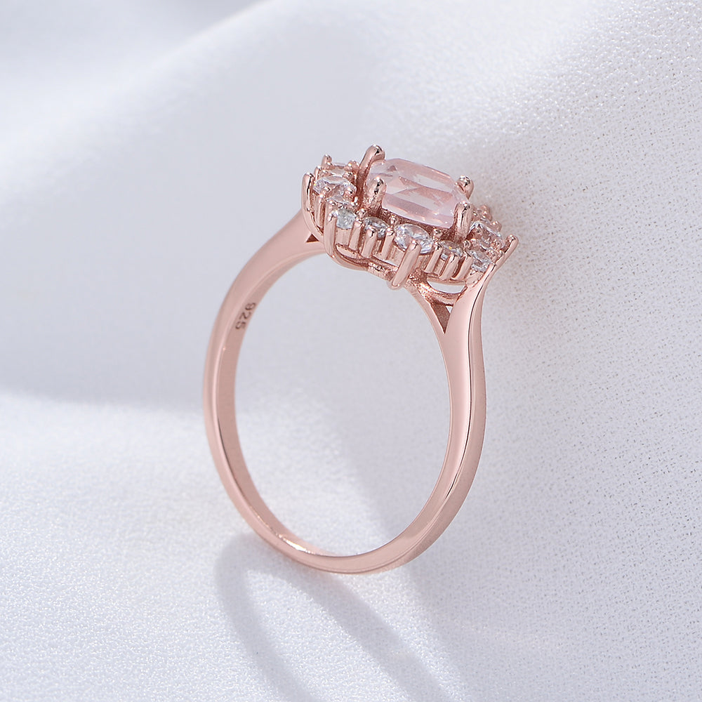 Fashion Engagement Wedding Natural Pink Crystal Gemstone Ring Jewelry