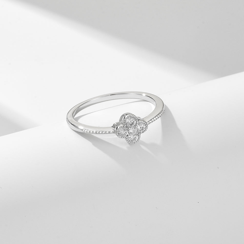 Hot CZ Diamond Four Leaf Clover Rings