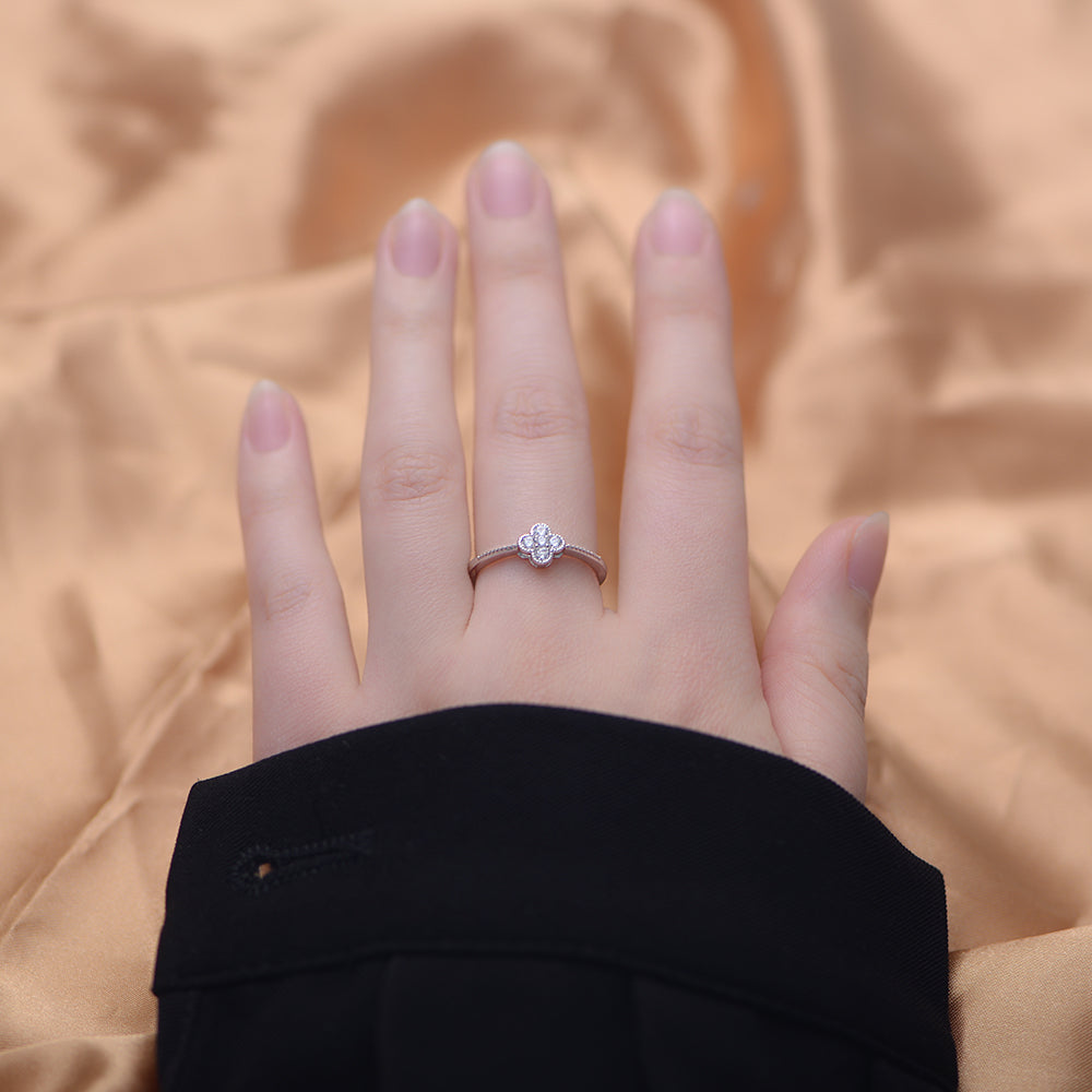 Hot CZ Diamond Four Leaf Clover Rings