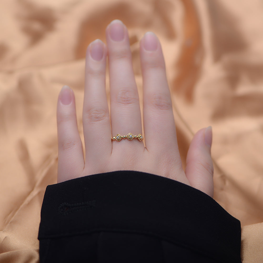 Trendy Ins Style Cubic Zircon Rose Flower Stackable Rings