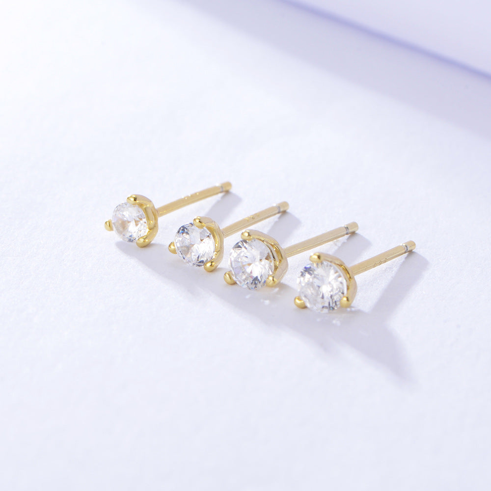 Fashion Jewelry Gold Plated Tiny Zirconia Simple Stud Earrings