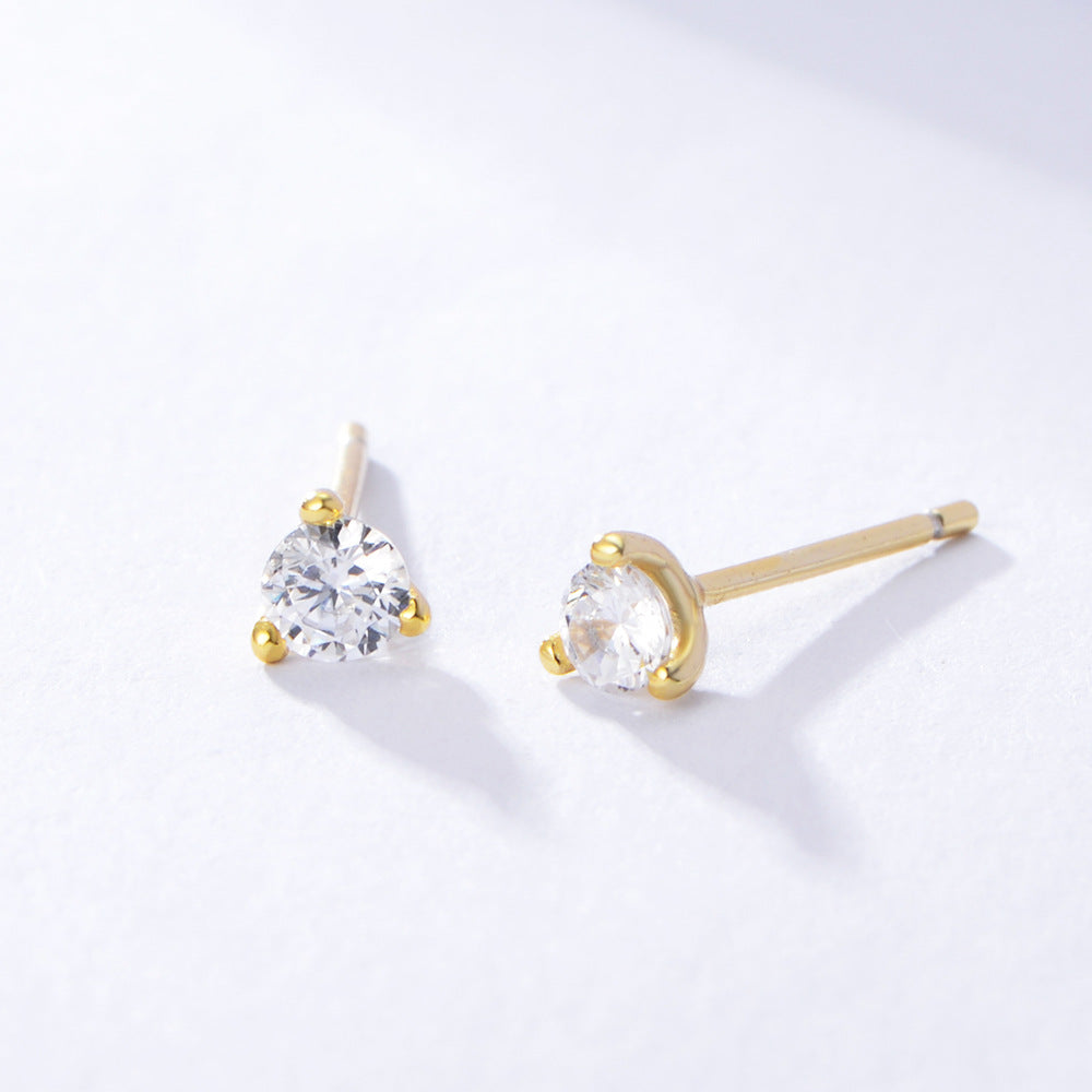 Fashion Jewelry Gold Plated Tiny Zirconia Simple Stud Earrings