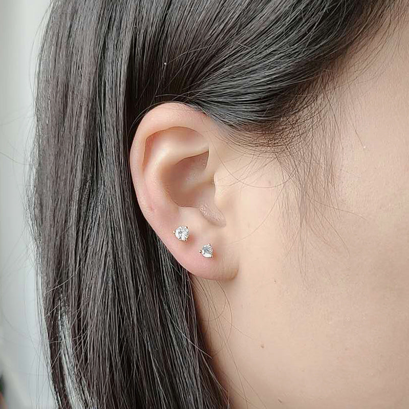Fashion Jewelry Gold Plated Tiny Zirconia Simple Stud Earrings