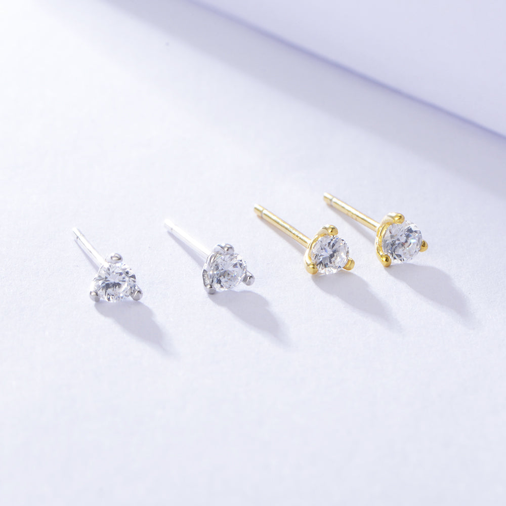 Fashion Jewelry Gold Plated Tiny Zirconia Simple Stud Earrings