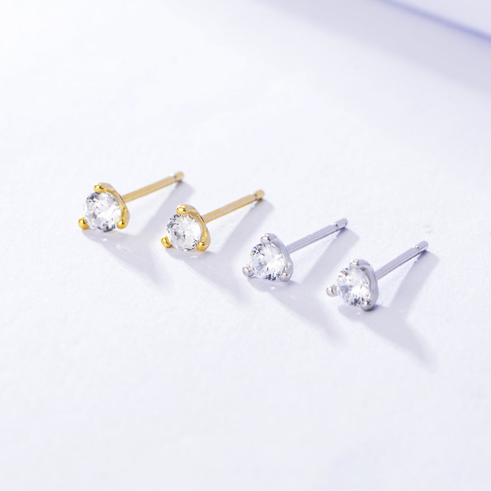 Fashion Jewelry Gold Plated Tiny Zirconia Simple Stud Earrings