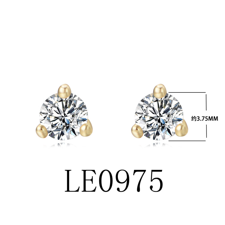 Fashion Jewelry 925 Sterling Silver Gold Plated Tiny Zirconia Simple Stud Earrings