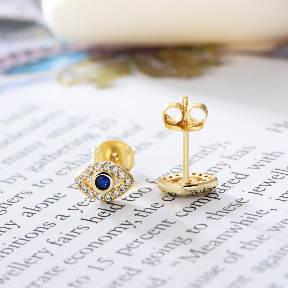 Dainty  Colorful Zircon Evil Eye Studs Earrings