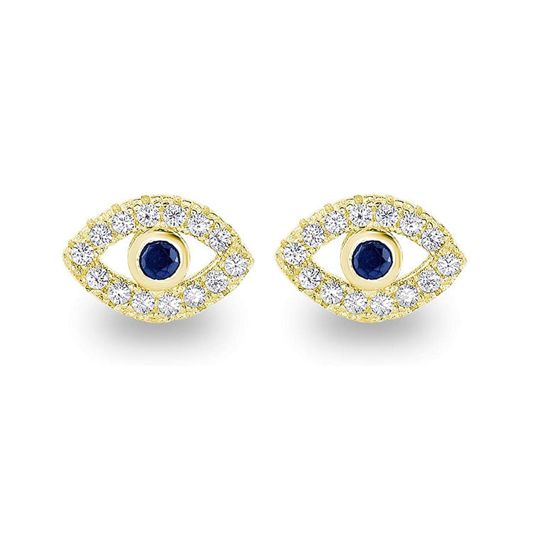 Dainty S925 Sterling Silver Colorful Zircon Evil Eye Studs Earrings