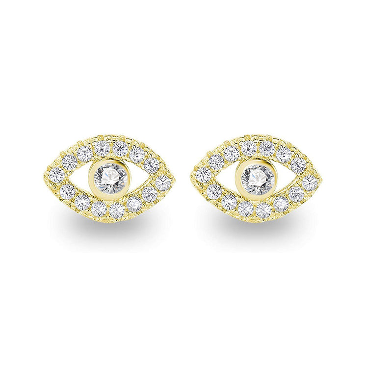 Dainty  Colorful Zircon Evil Eye Studs Earrings