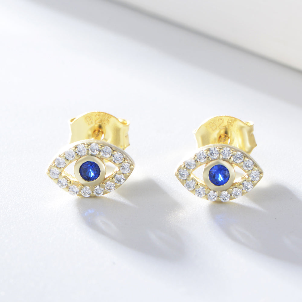 Dainty  Colorful Zircon Evil Eye Studs Earrings