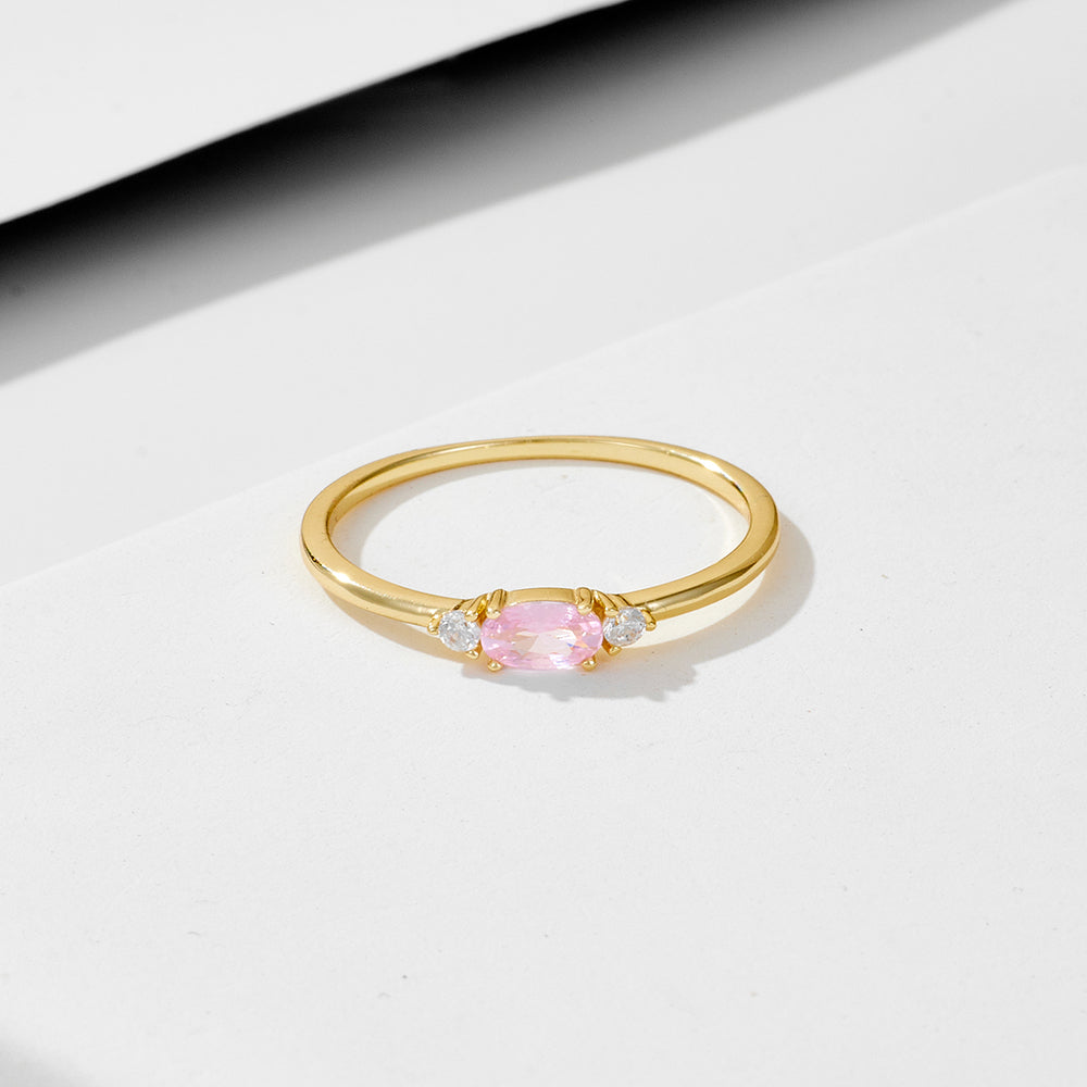 Ins Simple Retro Cute Pink Zircon Exquisite Ring