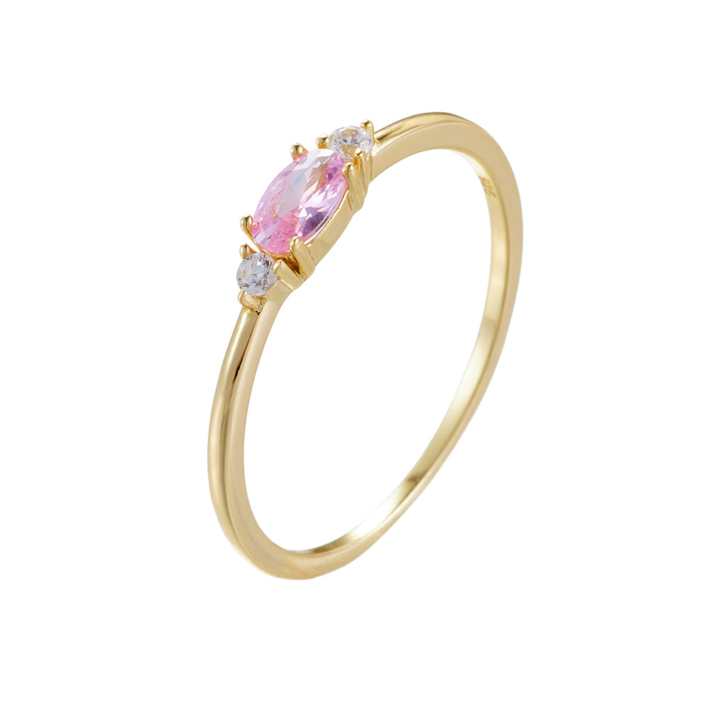 Ins Simple Retro Cute Pink Zircon Exquisite 925 Sterling Silver Ring for Women Girl