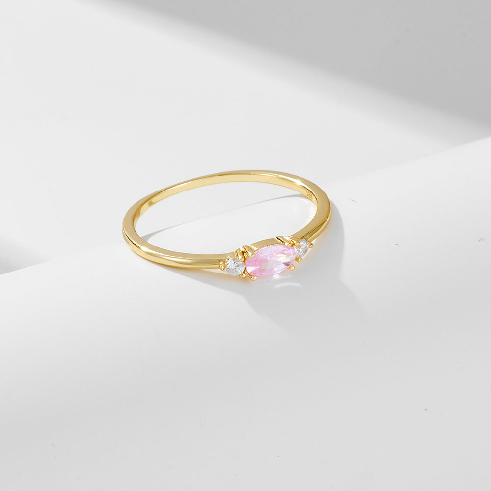 Ins Simple Retro Cute Pink Zircon Exquisite Ring