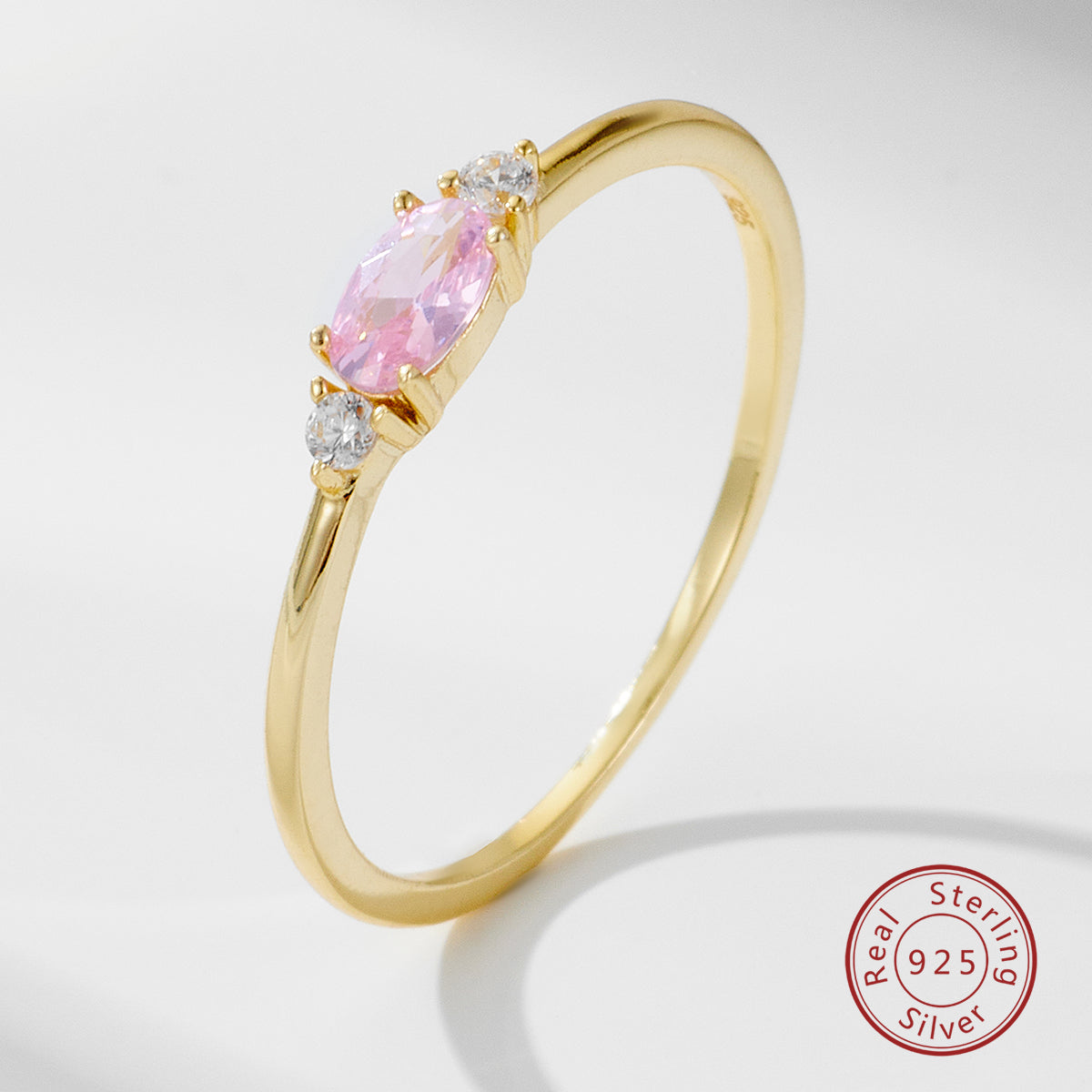 Ins Simple Retro Cute Pink Zircon Exquisite Ring