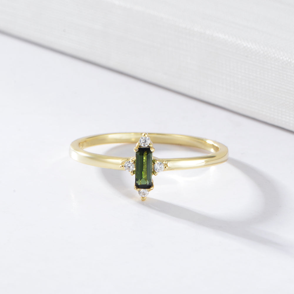 Baguette Cut Multicolor CZ Ring