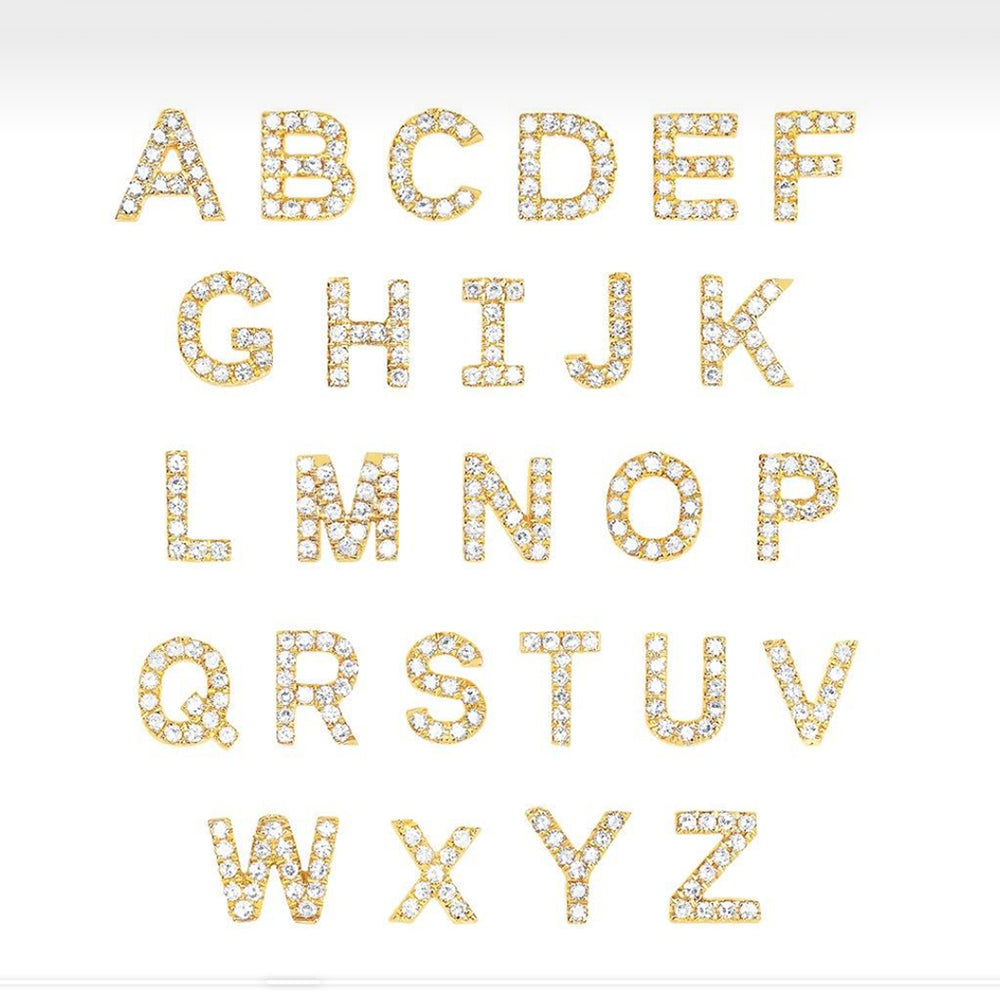 Fashion Simple Round Brilliant Cut Zircon Gold Plated Jewelry A-Z 26 Letters Name Initial Rings