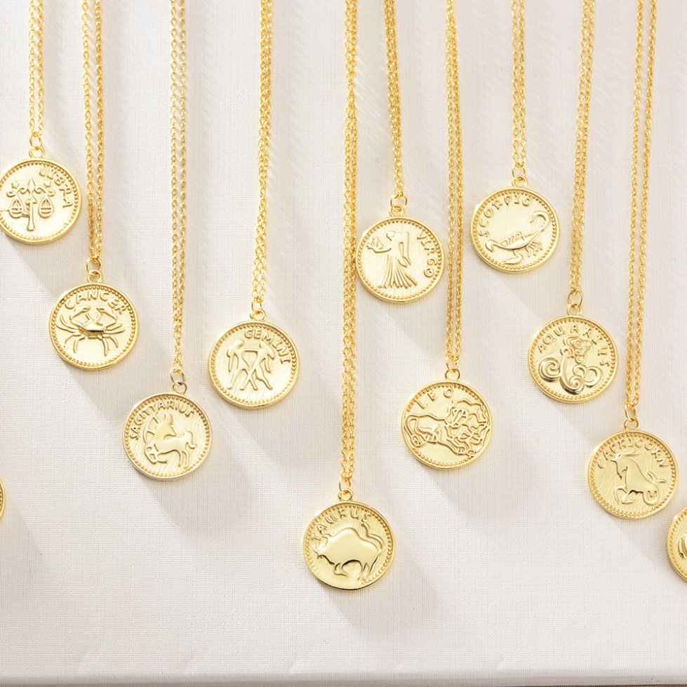 Zodiac Coin Twelve Constellations Necklace