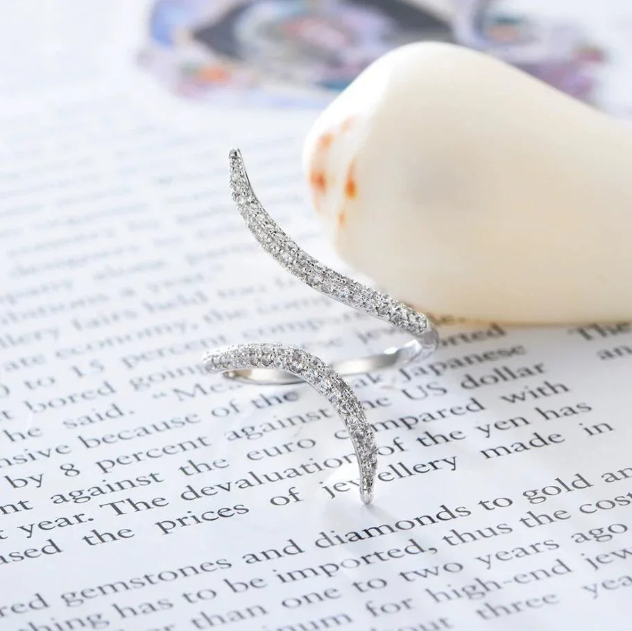 Shiny Zircon 14K 18K Gold Plated Micro Crystal Irregular Open Ring For Women