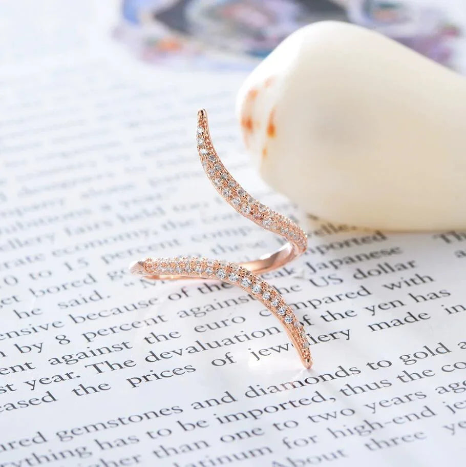 Shiny Zircon 14K 18K Gold Plated Micro Crystal Irregular Open Ring For Women