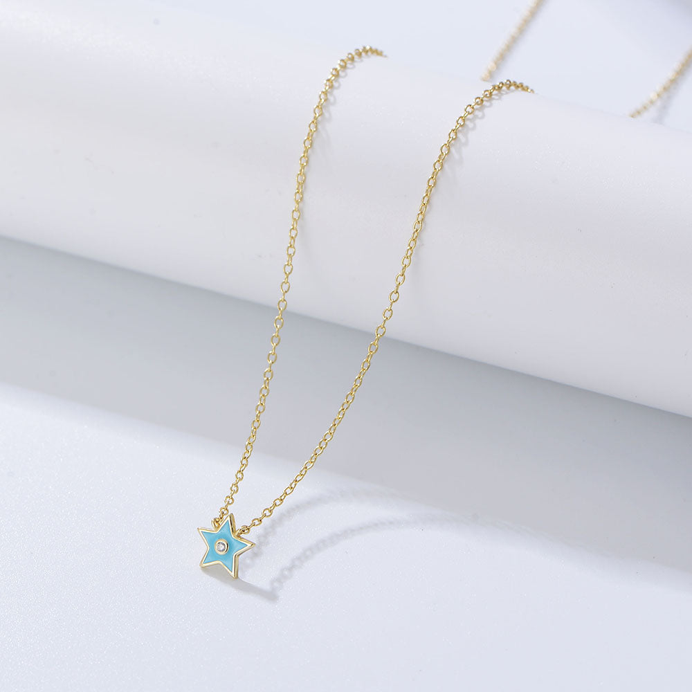 Trendy  Enamel Star Pendant Necklaces