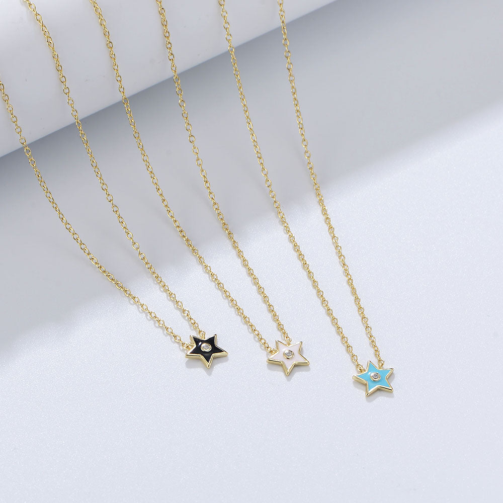 Trendy  Enamel Star Pendant Necklaces