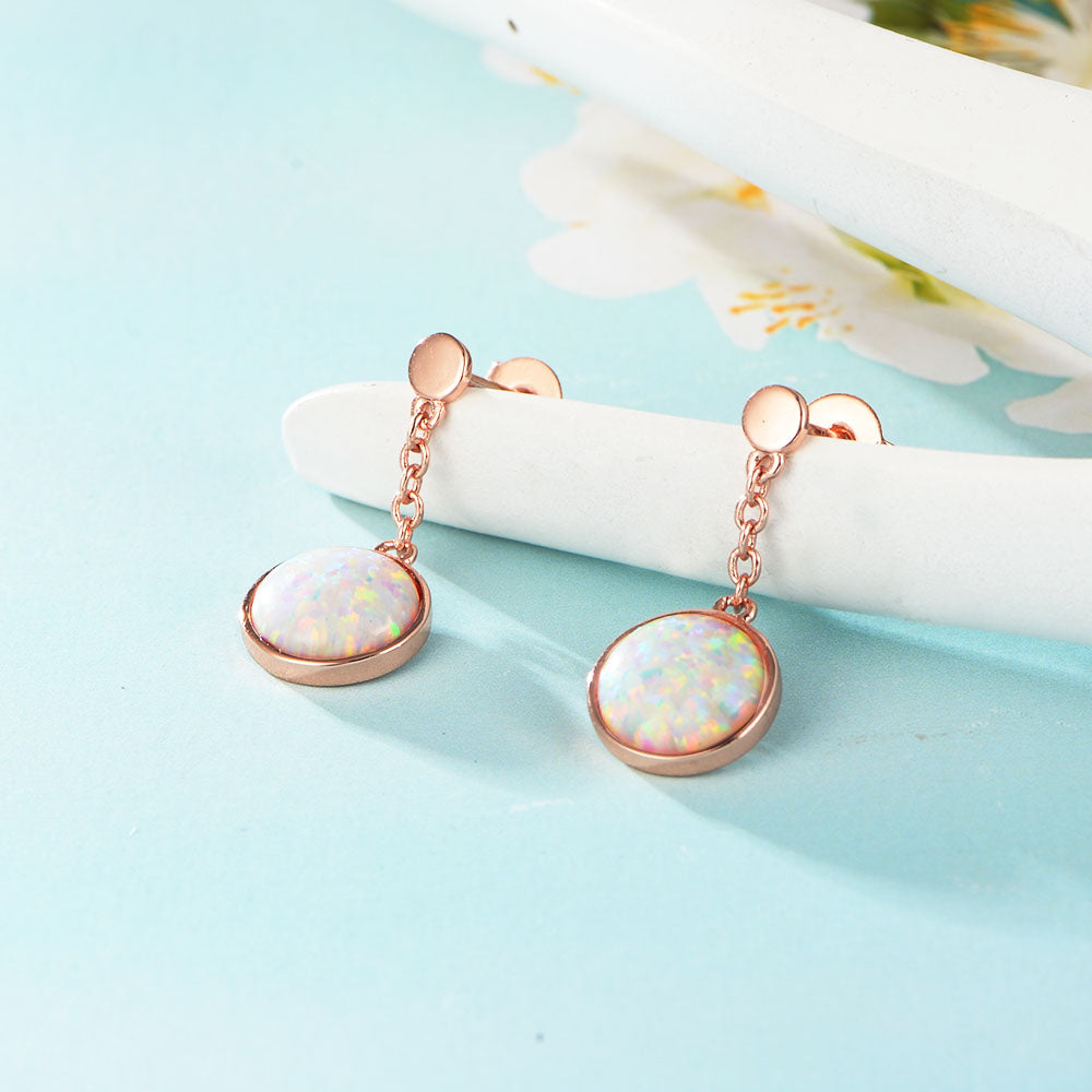 Fashion  Round Opal Drop Earrings
