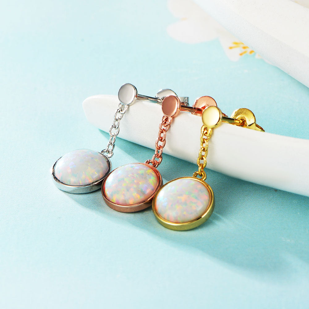 Fashion  Round Opal Drop Earrings