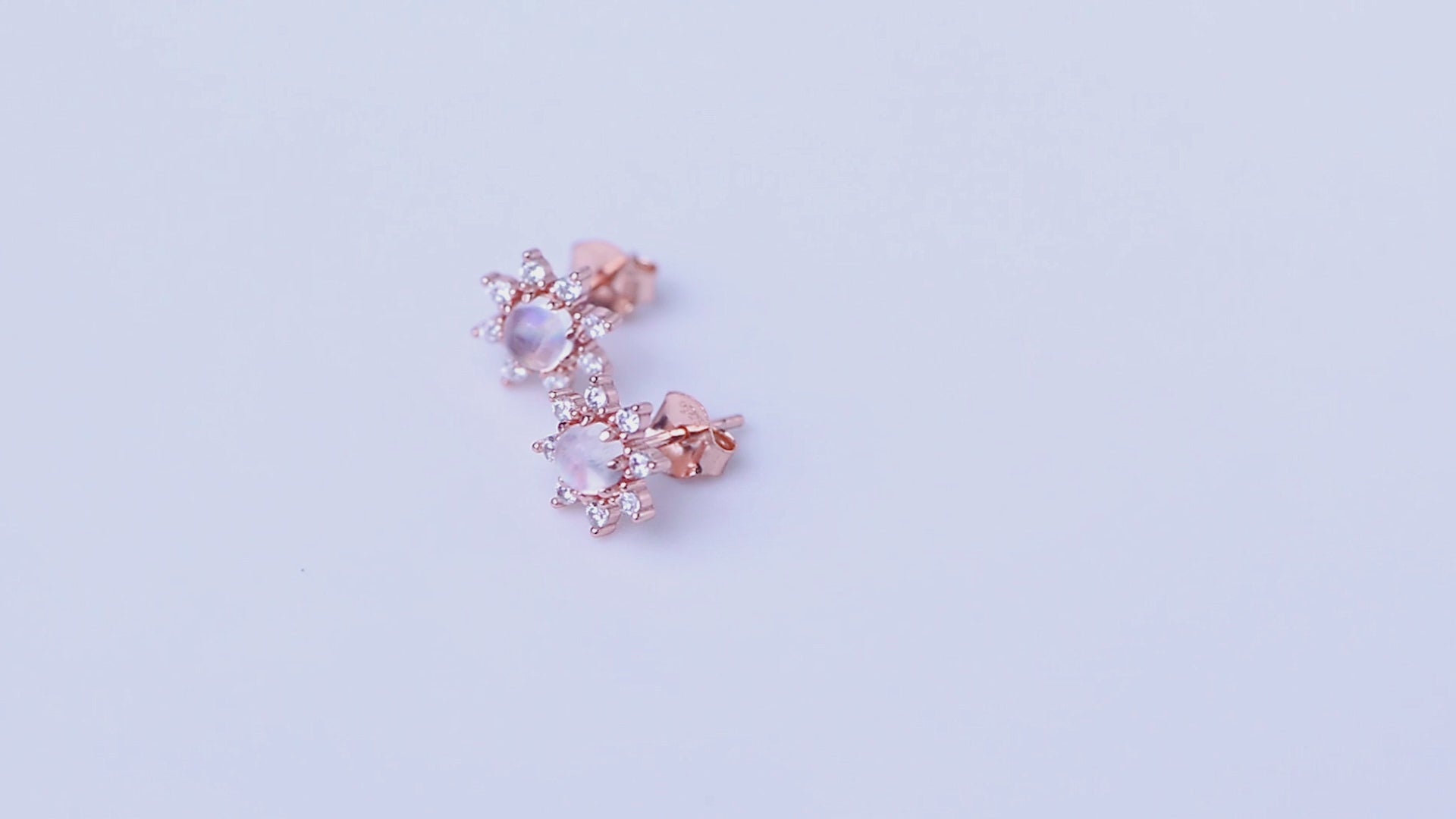 Fashion Jewelry Rose Gold Plated Sunflower Moonstone Stud Earrings