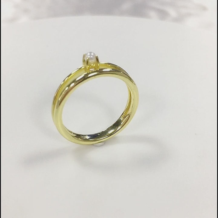 Jewelry Two Layered Stack Pearl Ring