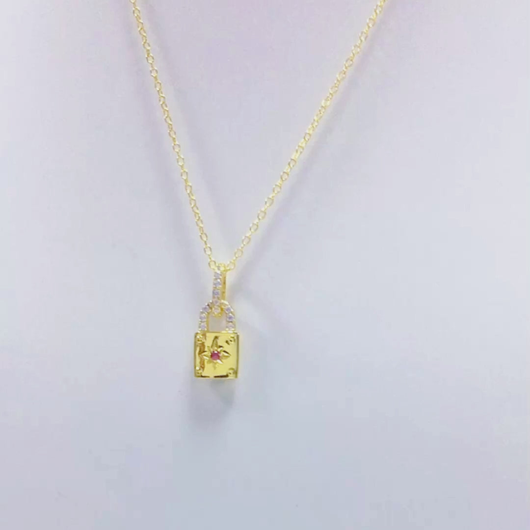 Fashion  Women Jewelry Zirconia Lock Necklace