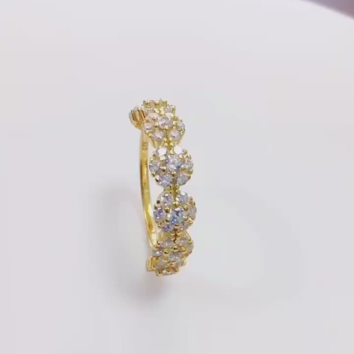 White CZ Romantic Flower Engagement Ring for Girls