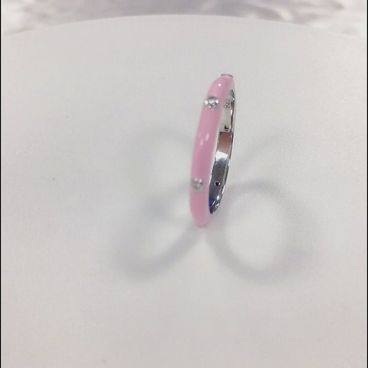 Stackable Rings Handmade Red Pink White Enamel Eternity Ring