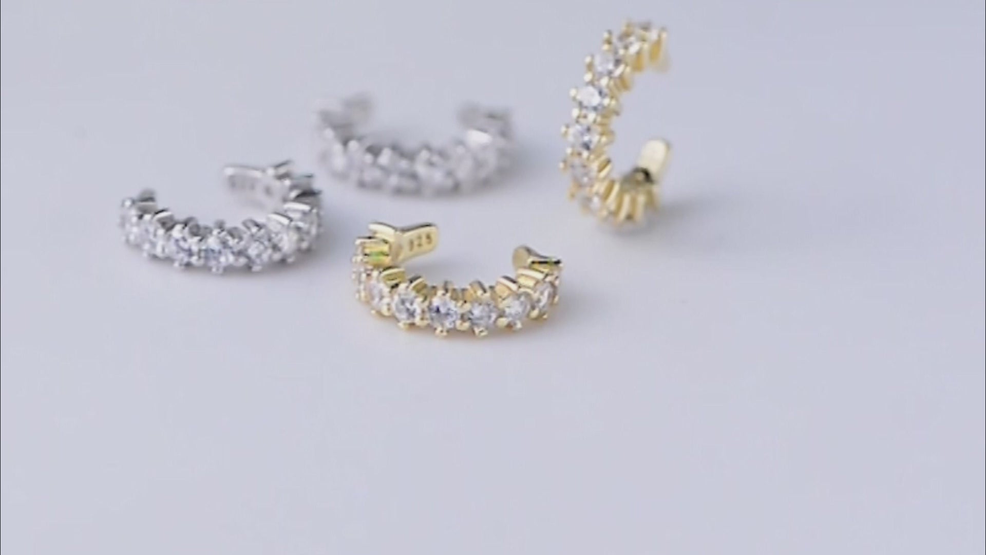 Elegant Gold Plated Zirconia No Piercing Cuff Earrings