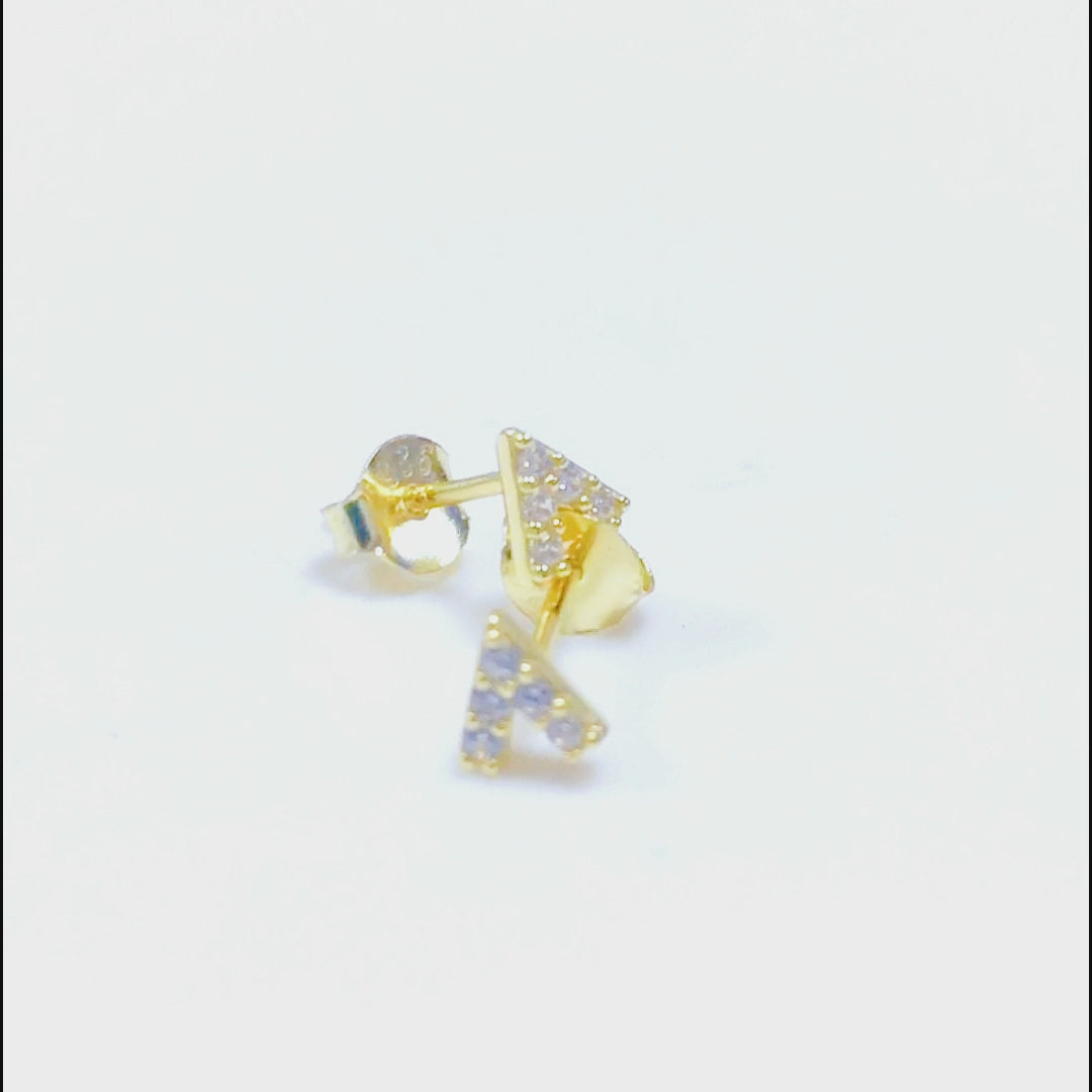 Minimalist Fashion Jewelry CZ Letter V Stud Earrings