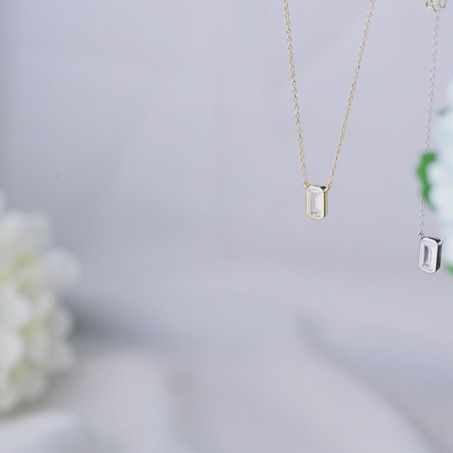 Jewelry Rectangle Shape Cubic Zircon Necklace