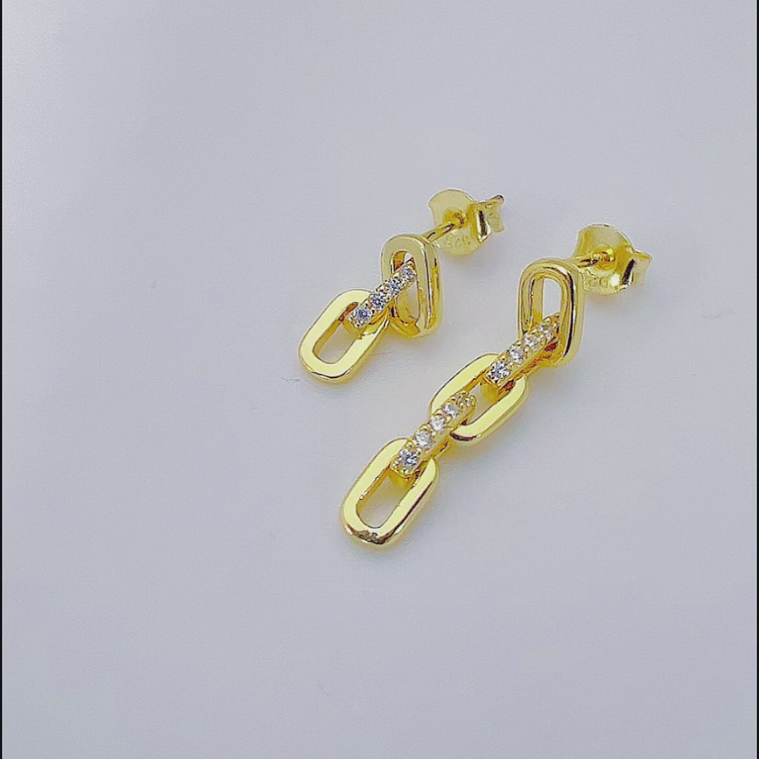 Trendy Jewelry CZ Diamond Chain Link Dangle Stud Earring