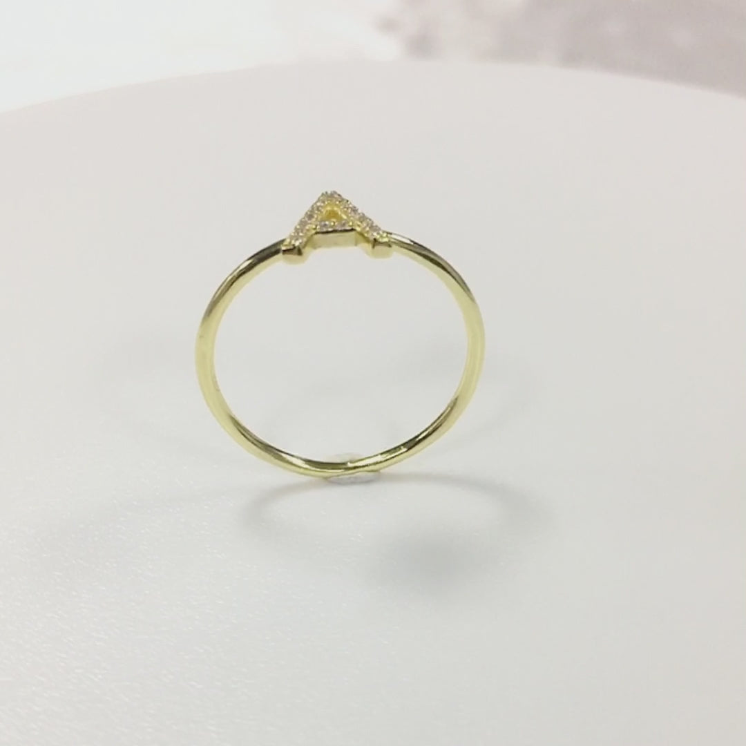 Fashion Simple Round Brilliant Cut Zircon Gold Plated Jewelry A-Z 26 Letters Name Initial Rings