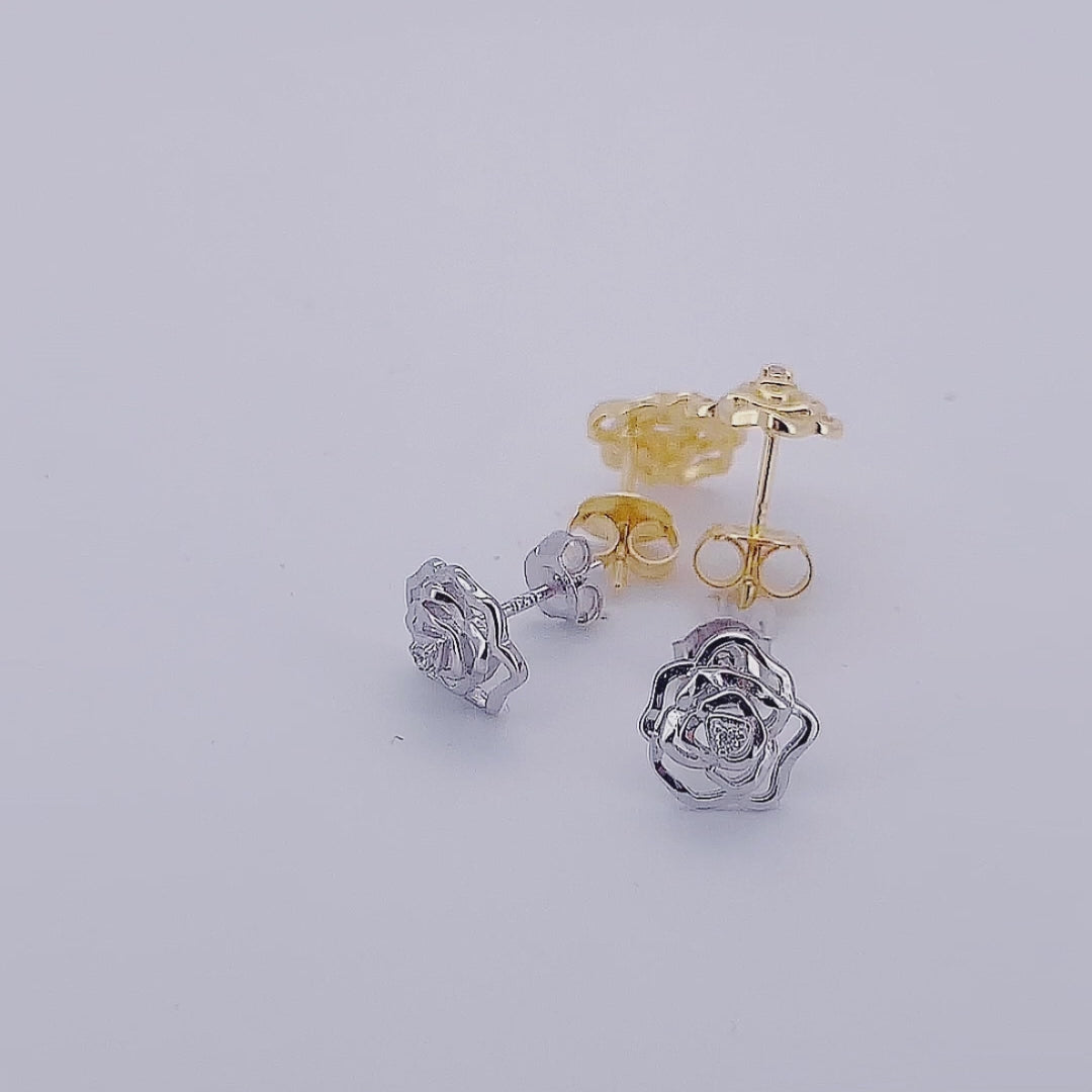 Fashion Cubic Zircon Rose Flower Stud Earrings