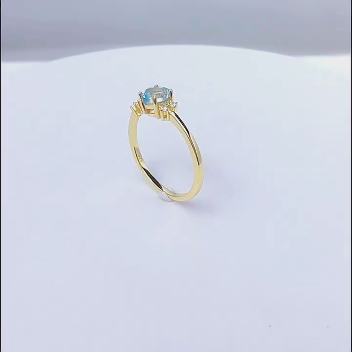 Natural Diamond Sky Blue Topaz CZ Luxury Engagement Wedding Ring