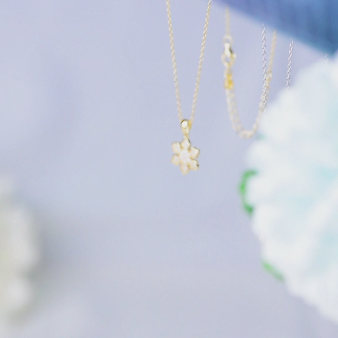 Christmas Gift 925 Silver Zircon Winter Snowflake Necklace