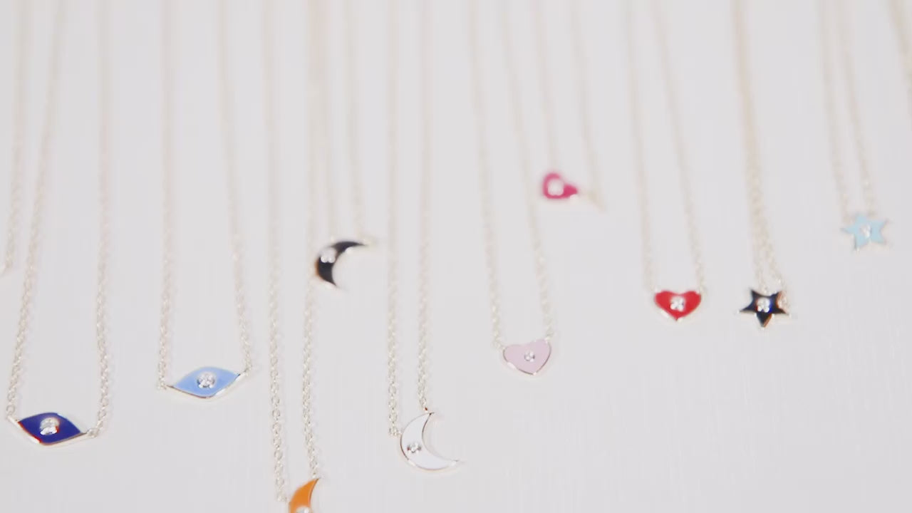 Cubic Zirconia Enameled Eyes Necklace